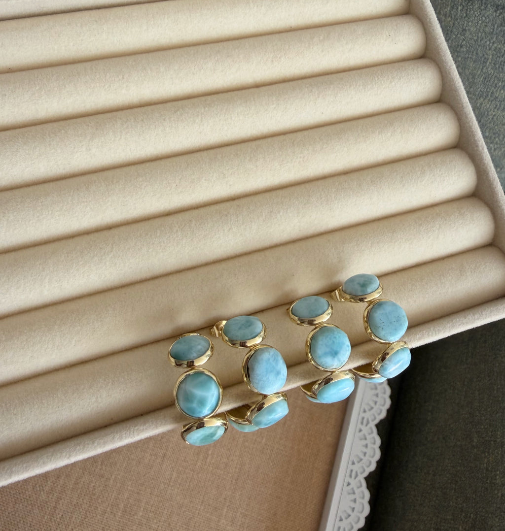 Argollas 4 piedras en Larimar