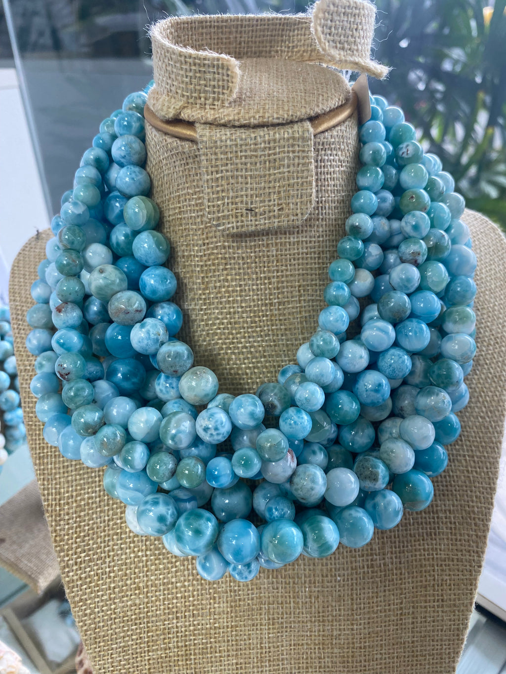 Collares en bolas de Larimar auténtico