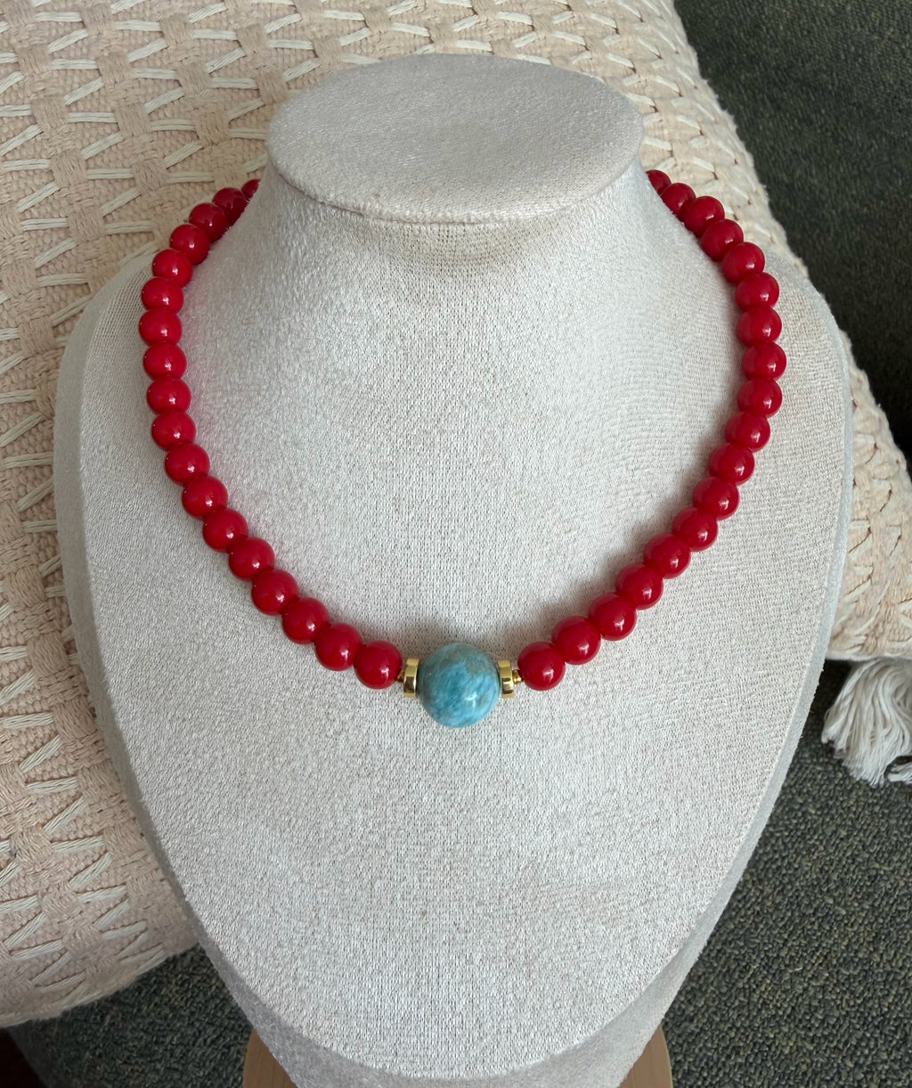 Coral rojo + Larimar