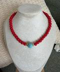 Coral rojo + Larimar