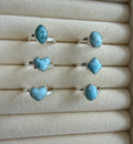 Anillos en Plata 925 + Larimar (ajustables)