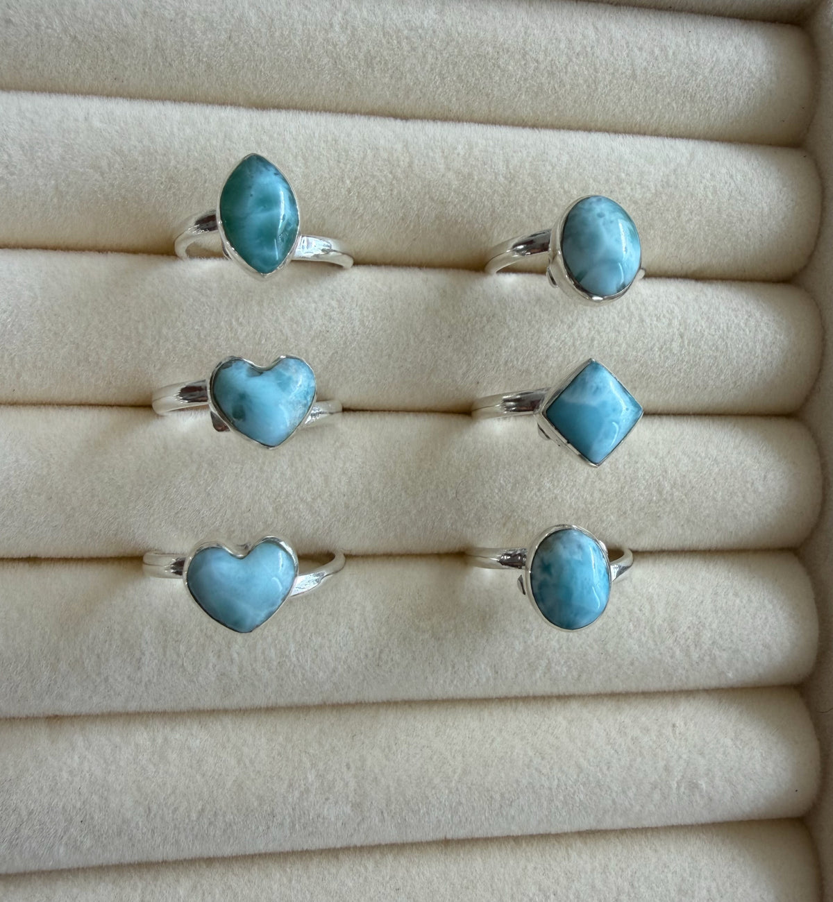 Anillos en Plata 925 + Larimar (ajustables)