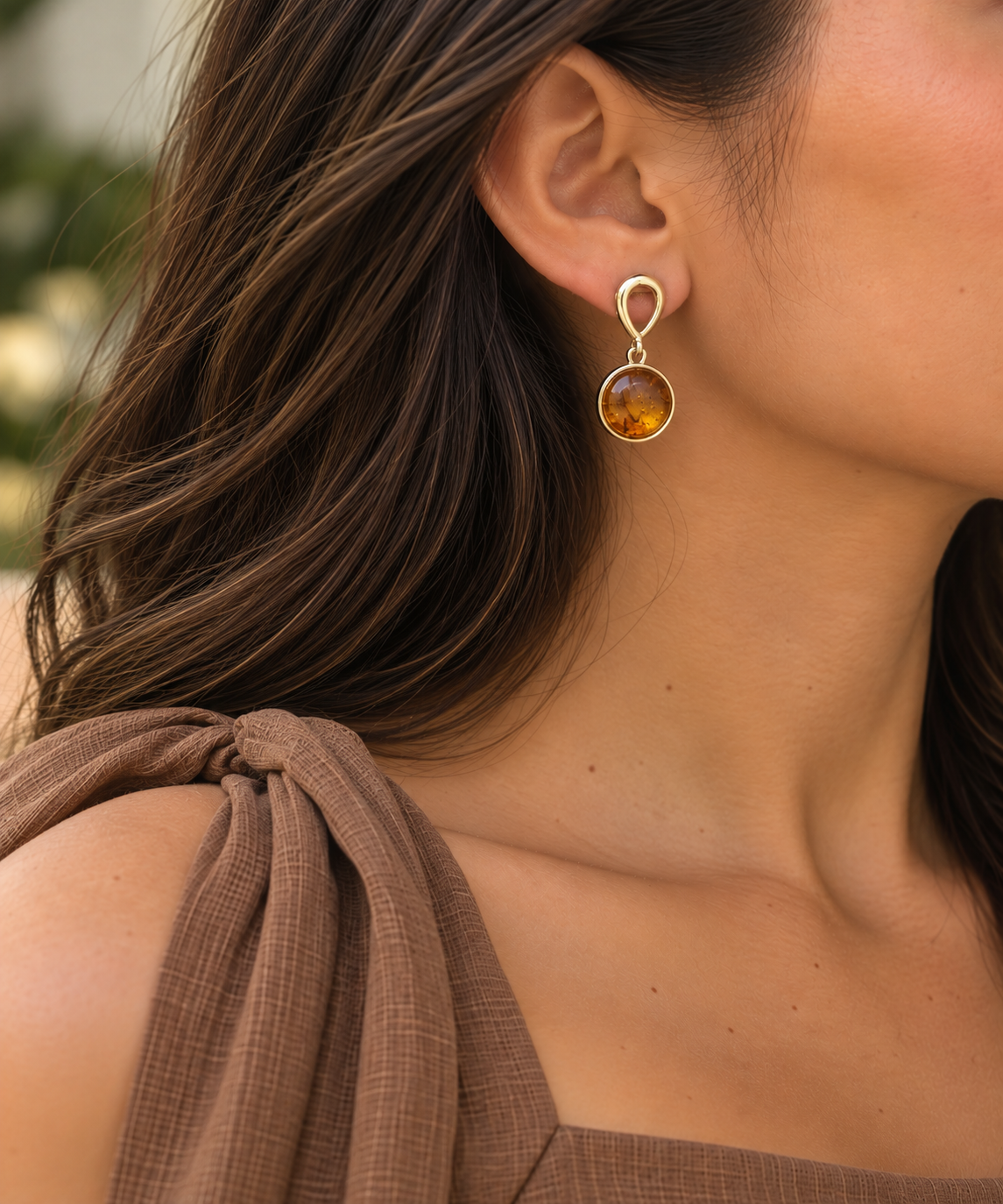 Aretes Ámbar- circular. Ámbar-gota.
