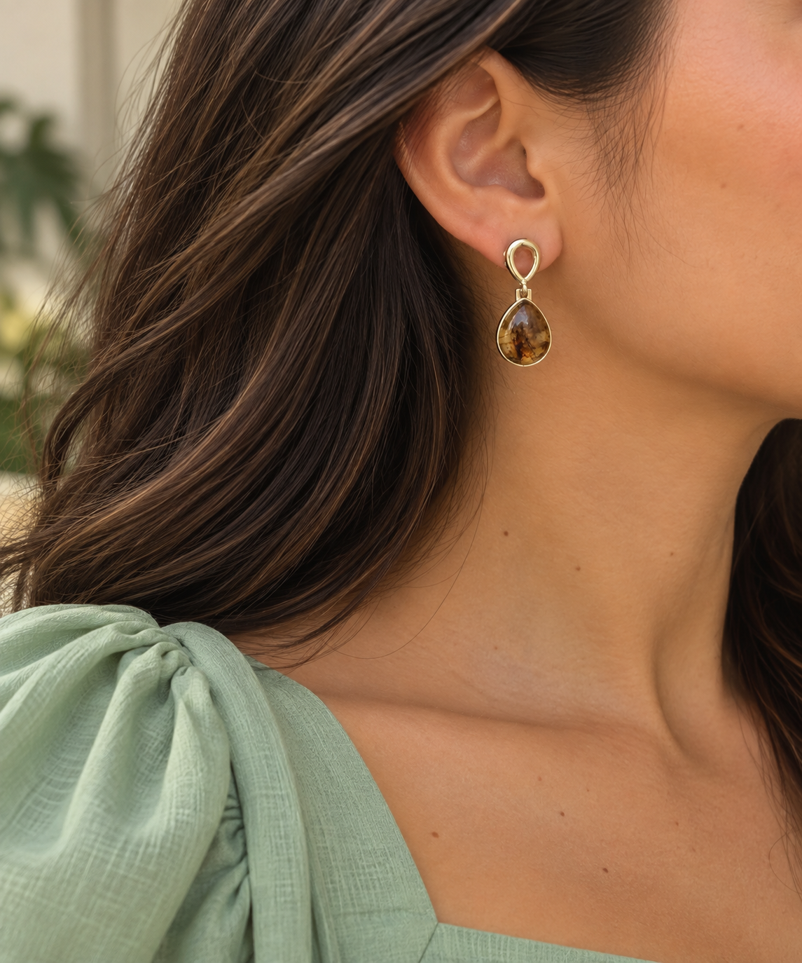 Aretes Ámbar- circular. Ámbar-gota.