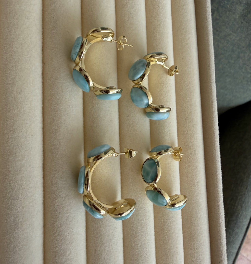 Argollas 4 piedras en Larimar