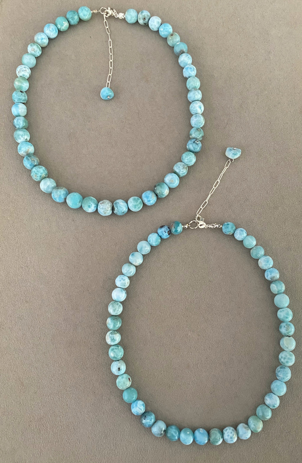 Collares en bolas de Larimar auténtico