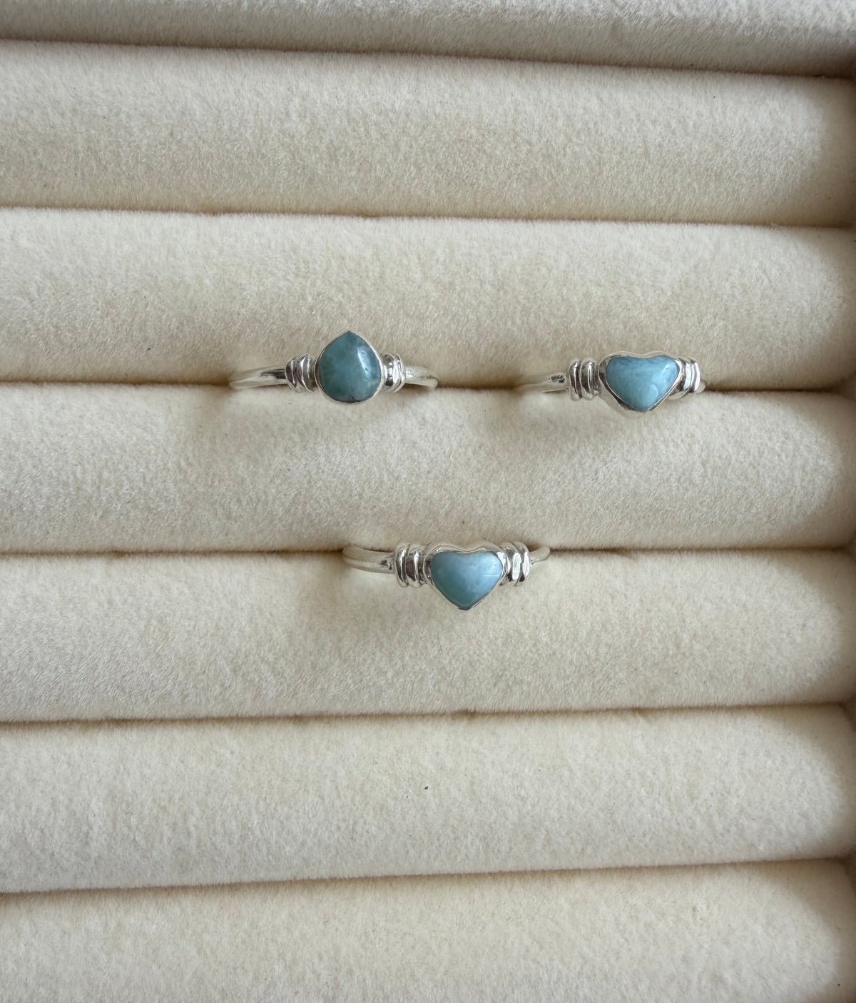 Anillos delicados en Plata 925 + Larimar