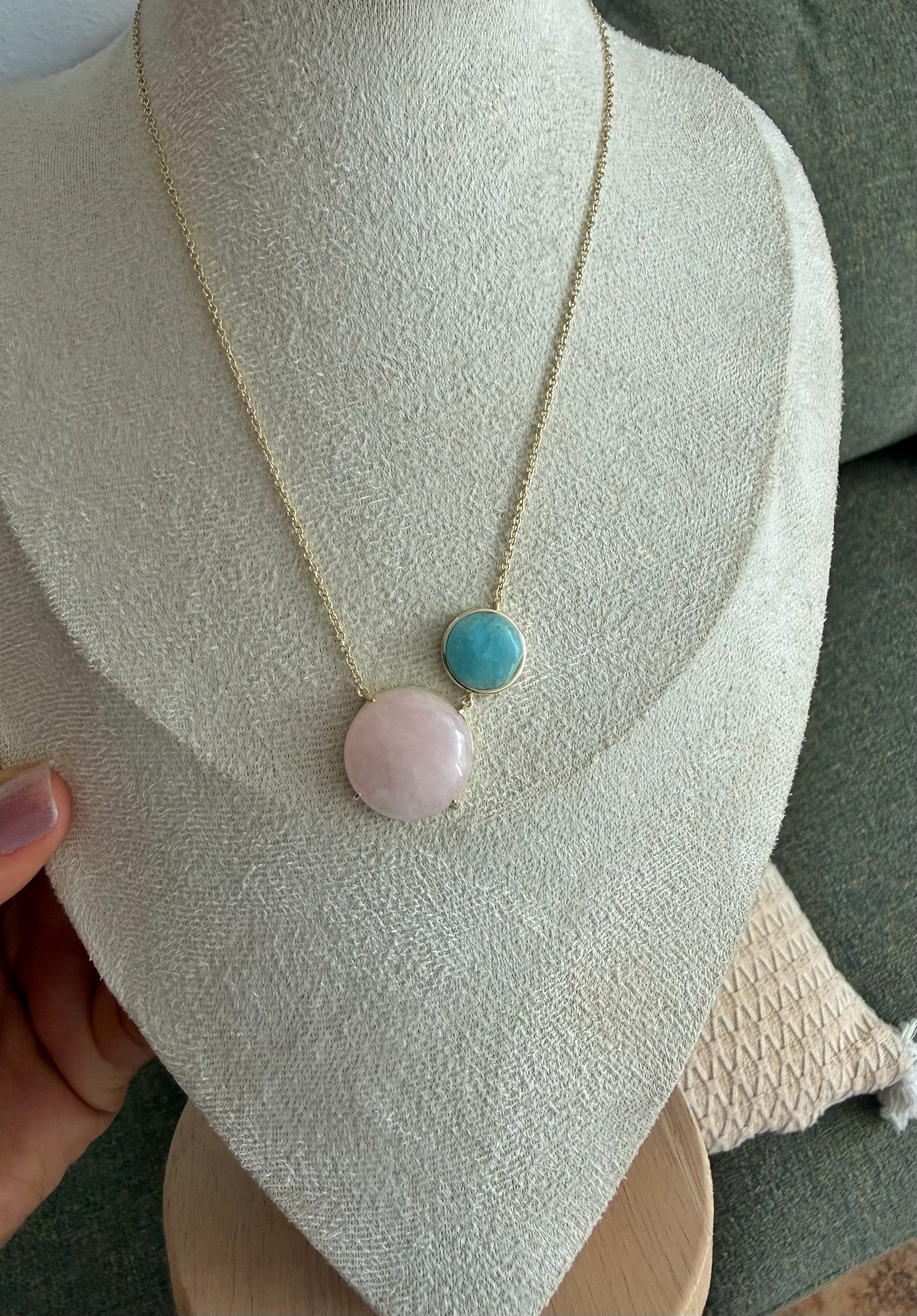 Cuarzo rosa + Larimar