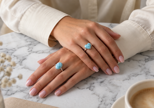Anillos en Plata 925 + Larimar (ajustables)
